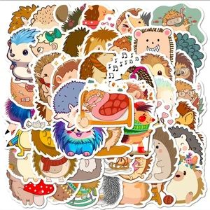 50 Pcs Waterproof Cartoon Hedgehogs Vinyl Stickers Bundle Set